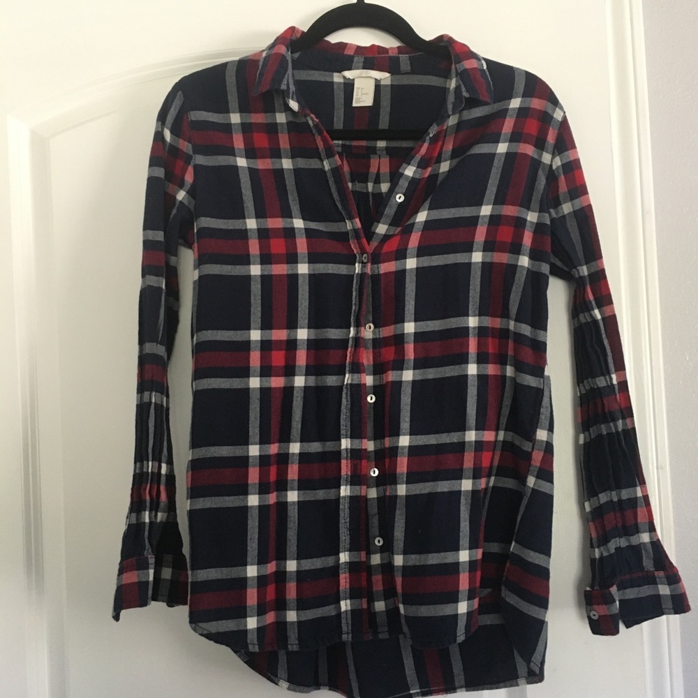 H&M Red & Navy Blue Flannel
